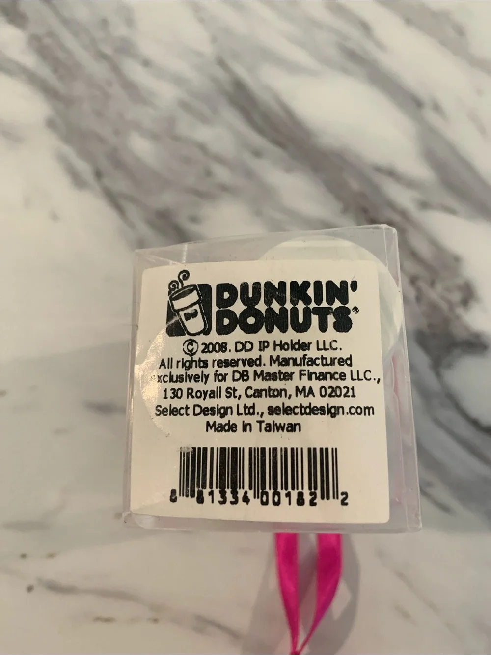 Dunkin' Donuts 2008 White & Pink Holiday Coffee Cup Ornament
